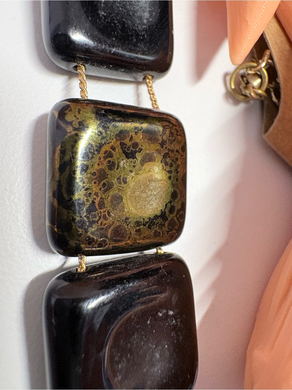 Vintage double chain black and gold glass necklace - Picture 2 of 5